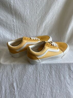 Vans Yellow Low Top Old Skool Sneakers with White Stripe